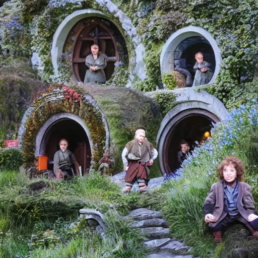 Image similar to photo of Hobbits on a city
