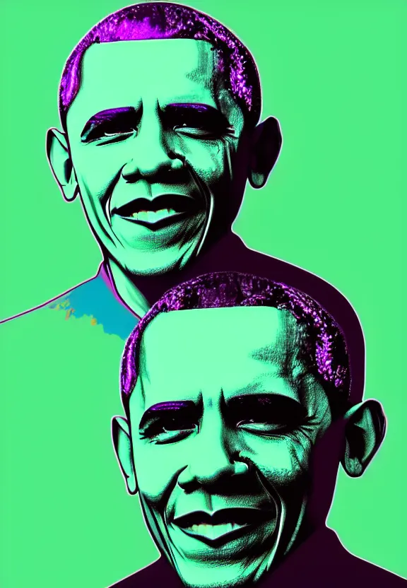 Image similar to Obama Hulk by Beeple with Andy Warhol influence