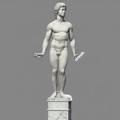 Image similar to a 3 d render of the statue of david out of marble, in the style of michelangelo