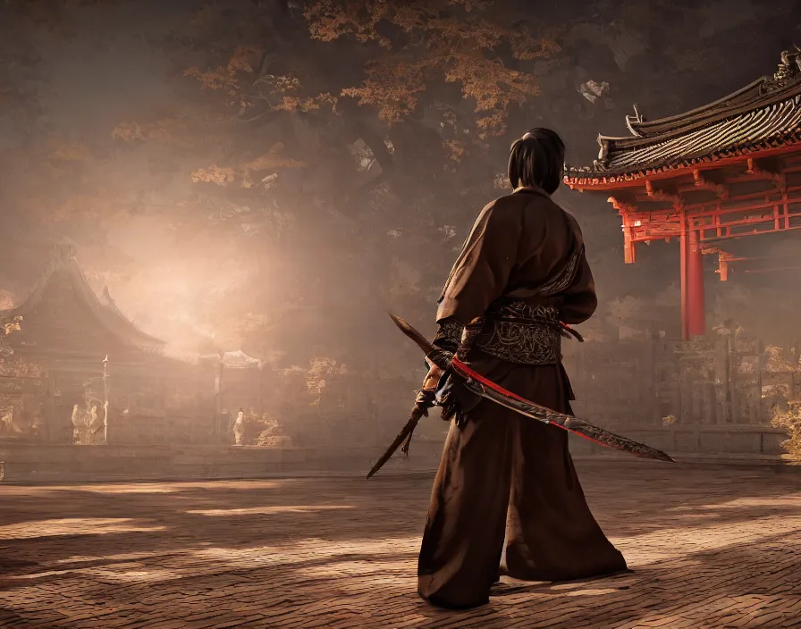 Prompt: shadow ninja in old asian temple, beautiful texture, beautiful graphics, fantasy artwork, very beautiful scenery, hd, hdr, ue 5, ue 6, unreal engine 5, cinematic 4 k wallpaper, 8 k, ultra detailed, by popular digital, details, beautiful image ever created, high resolution, artstation, award winning