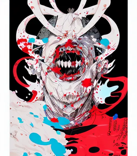 Image similar to Kimetsu no Yaiba by Alex Pardee and Nekro and Petros Afshar, and James McDermott,unstirred paint, vivid color, cgsociety 4K