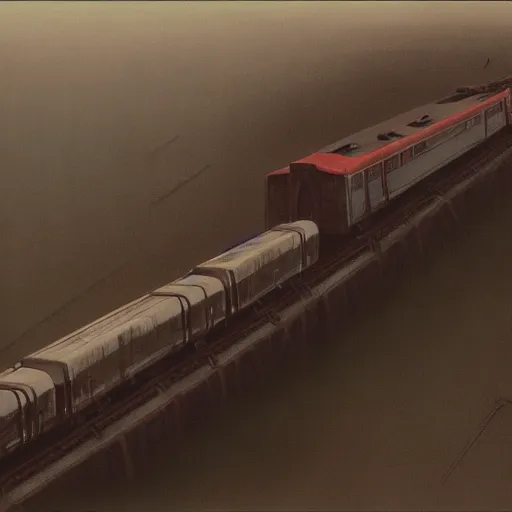 Prompt: a ufo being transported inside of a large train, beksinski, wayne barlowe, very coherent symmetrical artwork, cinematic, hyper realism, high detail, octane render, 8 k