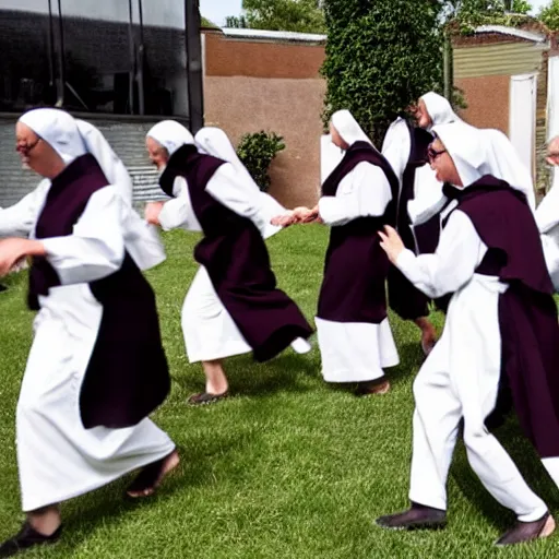 Image similar to Fecal matter sprayed on a crowd of nuns dancing outdoors