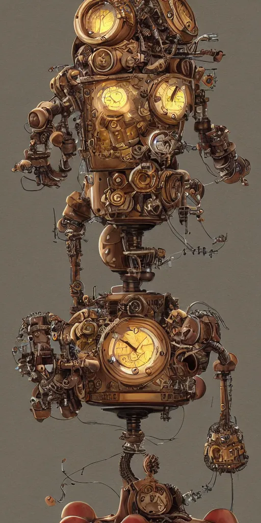 Prompt: a steampunk robot with mushrooms growing out of it's head, detailed, 4 k, trending in artstation