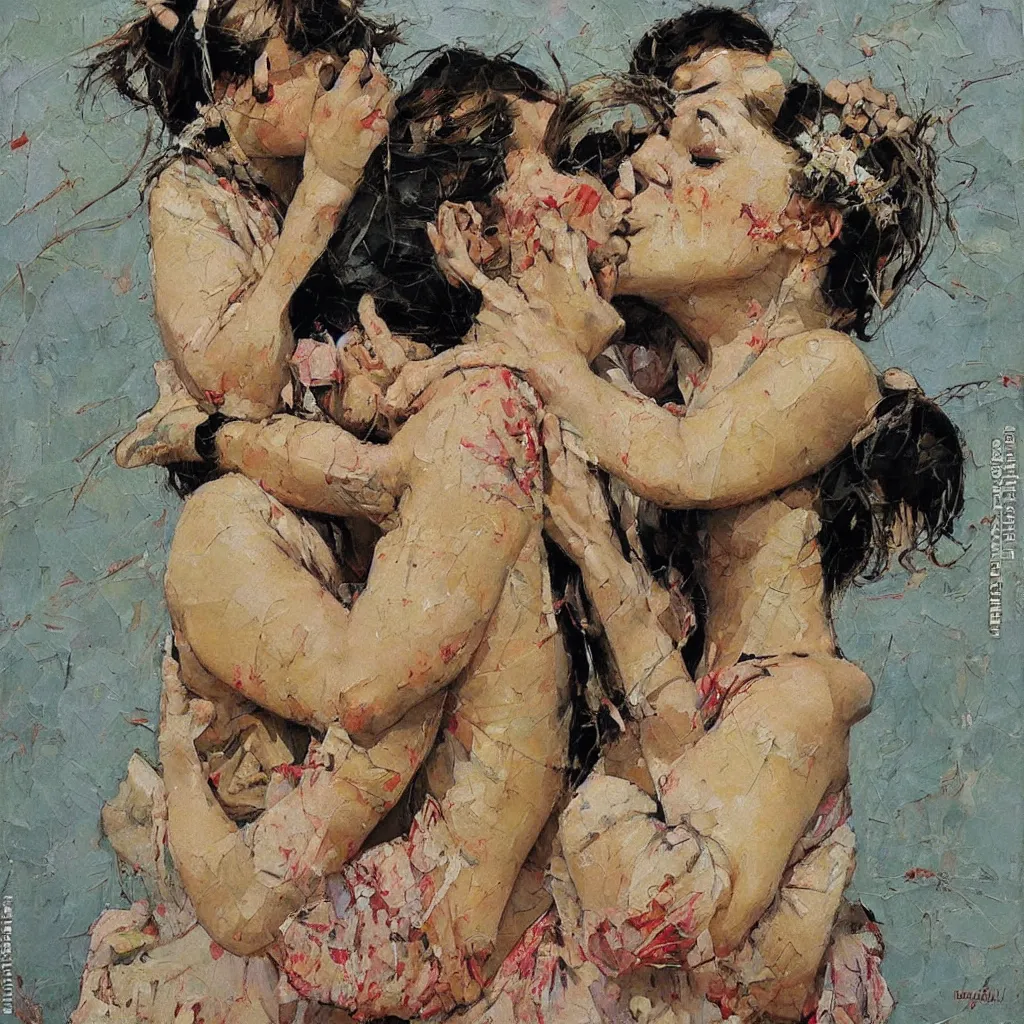 Image similar to kiss, painting by denis sarazhin