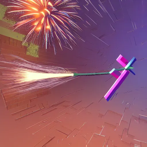 Prompt: 3d render of a minecraft firework arrow