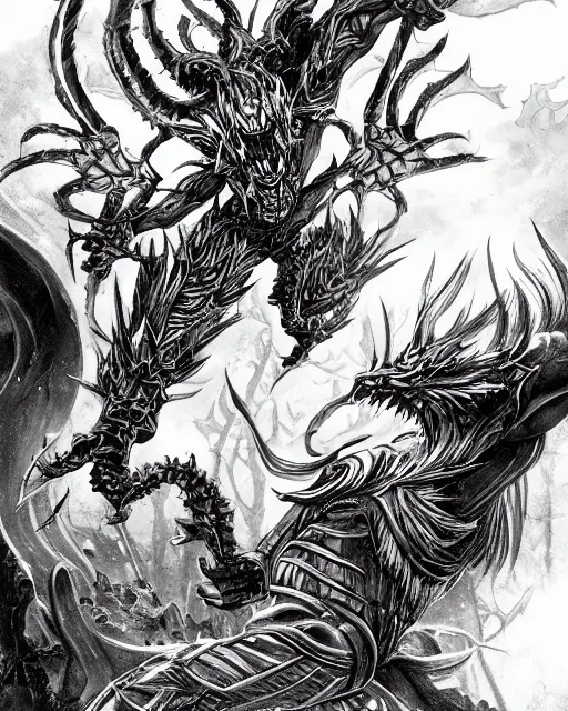 Image similar to A mimic, DnD, blak and white, fantasy art, monster art, in the style of masami kurumada, illustration, epic, fantasy, intricate, hyper detailed, artstation, concept art, smooth, sharp focus, ray tracing