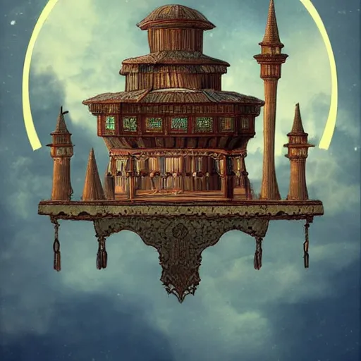 Image similar to a ottoman structure in the sky, fantasy art, intricate