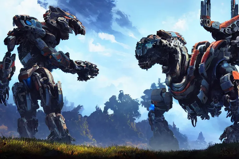 Image similar to burrower machine mecha animal beast robot of horizon forbidden west horizon zero dawn bioluminiscence global illumination ray tracing hdr fanart arstation by sung choi and eric pfeiffer and gabriel garza and casper konefal