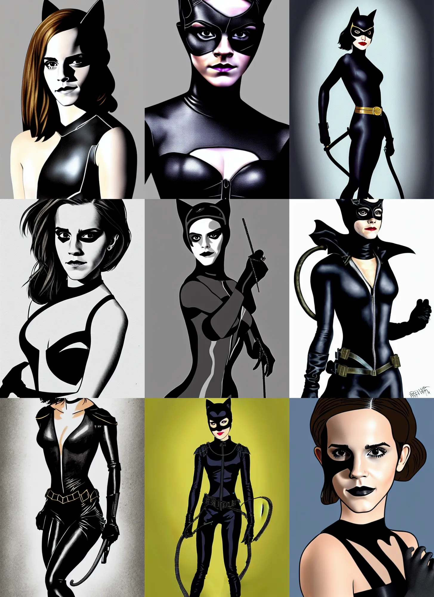 Prompt: emma watson as catwoman in the style of petter hegre, sharp details