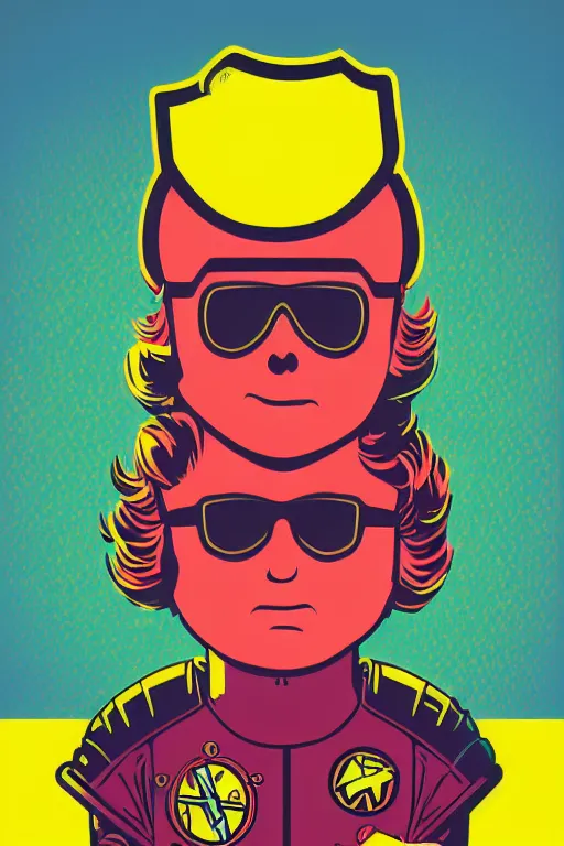 Image similar to fallout 7 6 retro futurist illustration art by butcher billy, sticker, colorful, illustration, highly detailed, simple, smooth and clean vector curves, no jagged lines, vector art, smooth andy warhol style