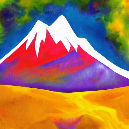 Image similar to a lonely mountain, colorful and saturated, digtal art