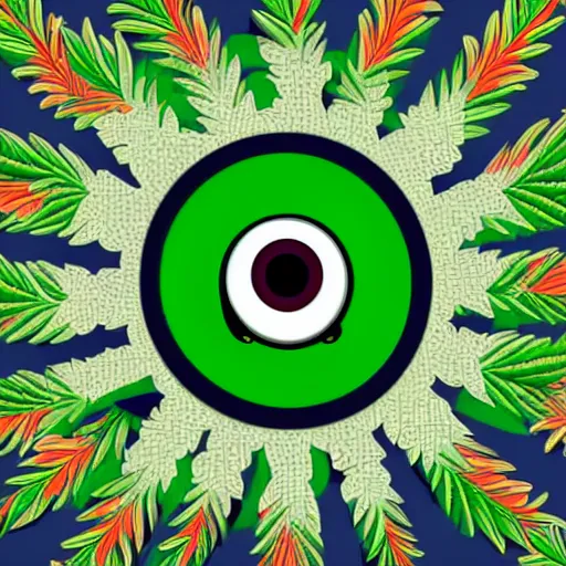 Image similar to marijuana with googly eyes, sticker, highly detailed, colorful, illustration, smooth and clean vector curves, no jagged lines, vector art, smooth