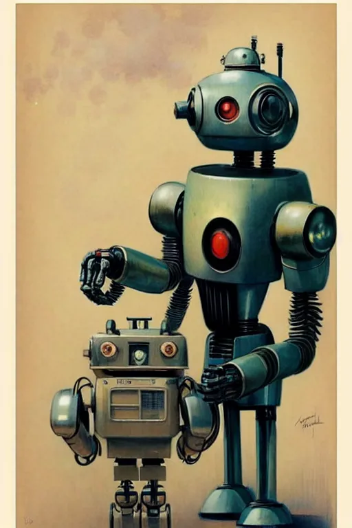 Prompt: ( ( ( ( ( 1 9 5 0 s robot,, robert kinoshita, android. muted colors. ) ) ) ) ) by jean - baptiste monge, tom lovell!!!!!!!!!!!!!!!!!!!!!!!!!!!!!!