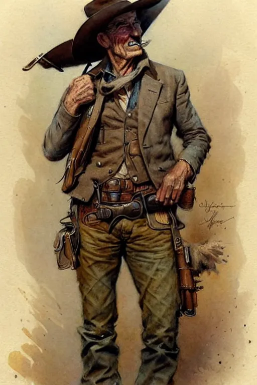 Image similar to (((((1950s wold west gunfighter . muted colors.))))) by Jean-Baptiste Monge !!!!!!!!!!!!!!!!!!!!!!!!!!!