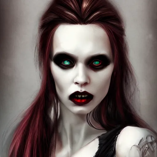 Prompt: the vampire woman portrait, fantasy art, concept art, photorealistic, highly detailed, -H 1000
