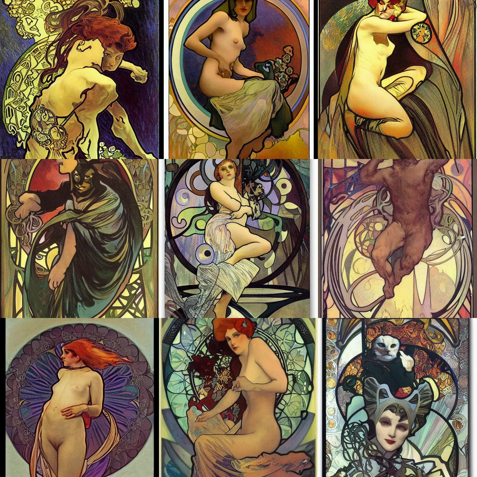 Prompt: catman by alfons mucha