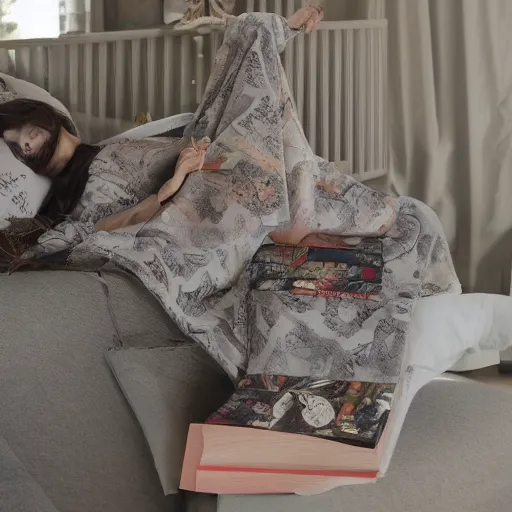 Image similar to person lounging on a pillow reading a book