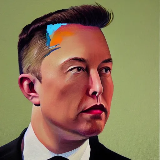 Image similar to painting of Head shaved Elon musk