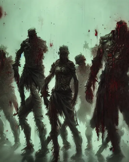 Prompt: zombie horde, in the style of craig mullins, ruan jia, kentaro miura, greg rutkowski, loundraw