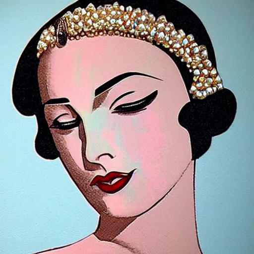 Image similar to art deco lady, detailed, photorealistic