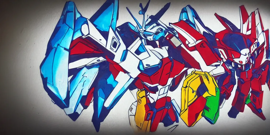 Prompt: gundam 3 d graffiti letters