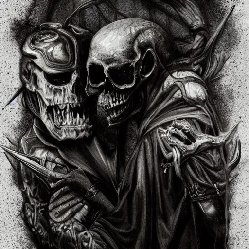 Image similar to The struggle between good and evil, detailed art, dark theme, horror, painting,