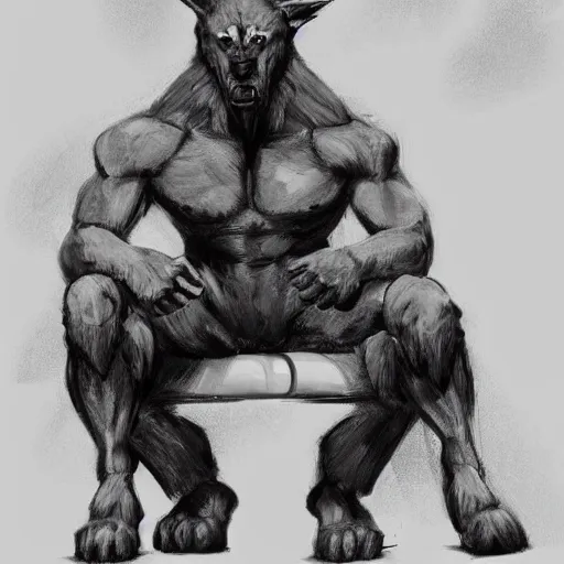 Image similar to a humanoid german shepherd beast - man, wearing gym suit, sitting on a couch, artstation, concept art, smooth, sharp foccus ilustration, artstation