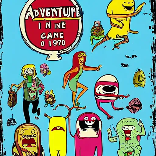 Image similar to adventure time in 1 9 7 0 in the style of r crumb and pendleton ward