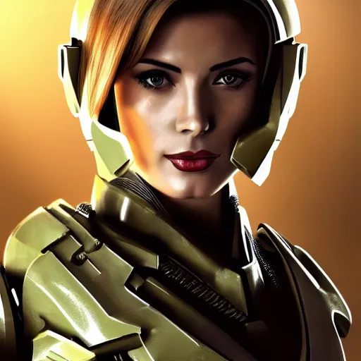 Prompt: A combination of Ada Wong's and Grace Kelly's and Ashley Greene's appearances with blonde hair wearing Master Chief's armor from Halo, high tech, action shot, angular, full body portrait, futuristic, dramatic, fantasy, intricate, elegant, highly detailed, digital painting, artstation, concept art, matte, sharp focus, illustration, art by Donato Giancola and James Gurney