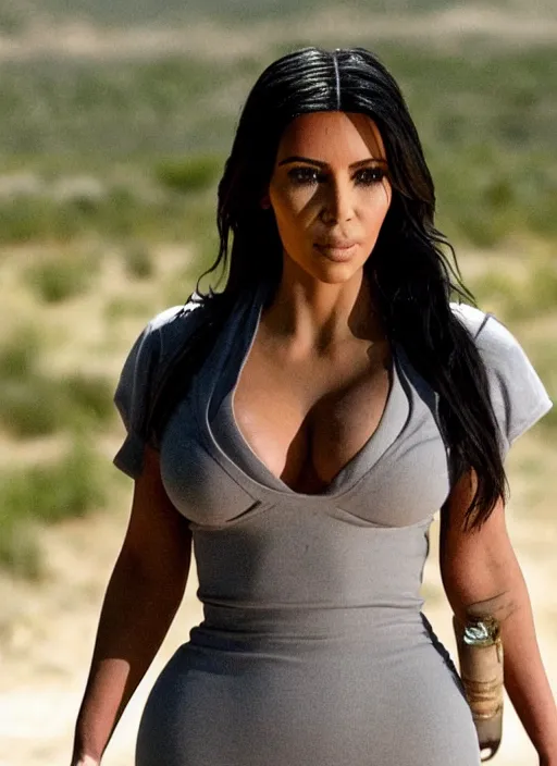 Image similar to film still of kim kardashian as Walter White in breaking bad,