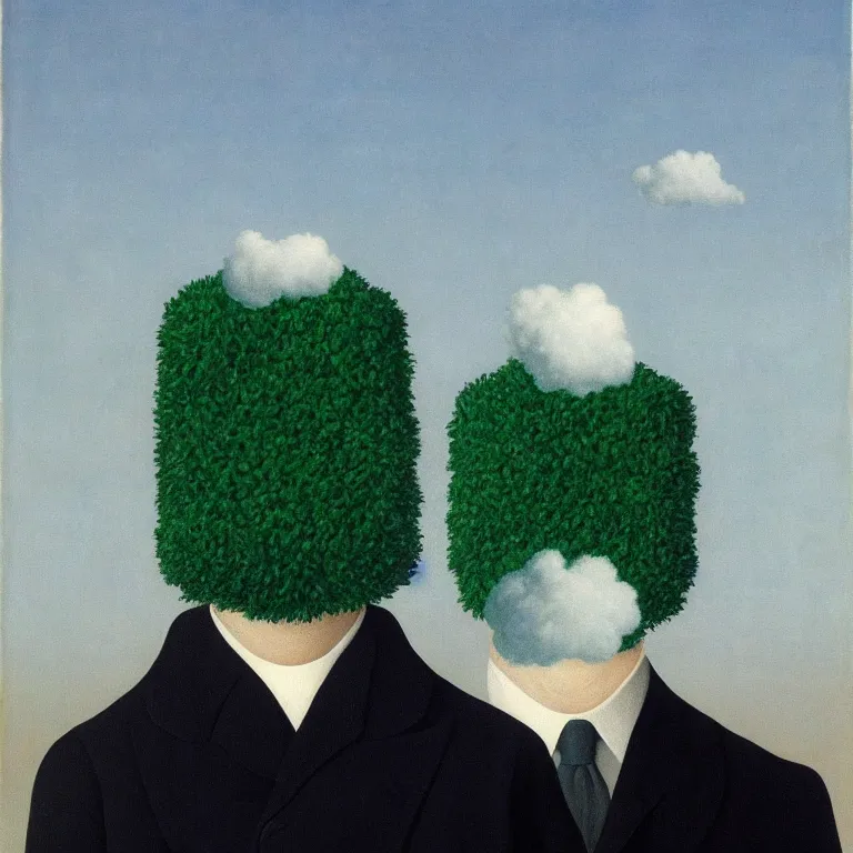 Image similar to portrait of a man whos head is hidden with a cloud, by rene magritte, detailed painting, hd, hq, high resolution, high detail, 4 k, 8 k