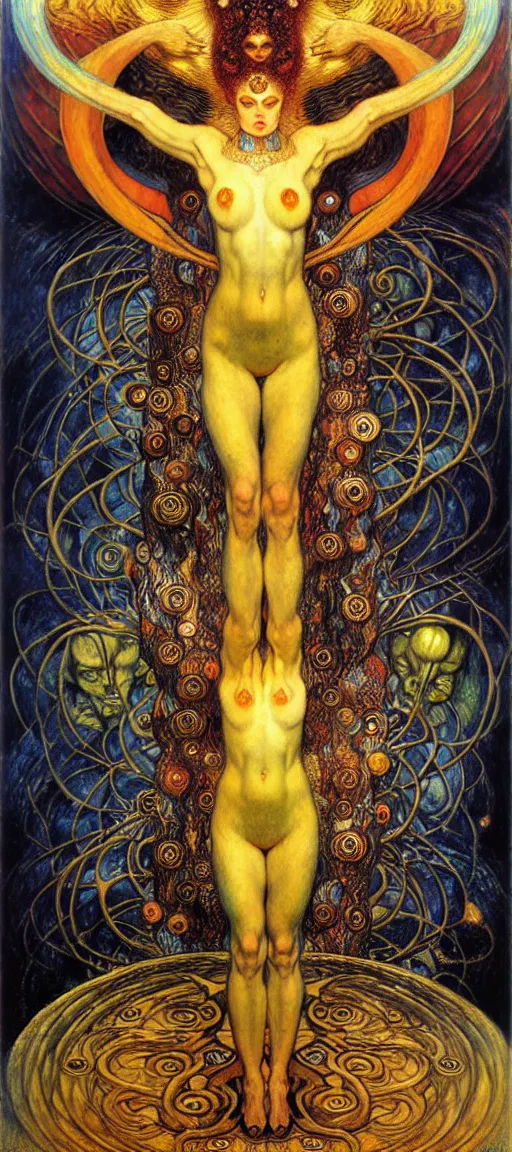 Image similar to Divine Chaos Engine by Karol Bak, Jean Delville, William Blake, Gustav Klimt, and Vincent Van Gogh, symbolist, visionary