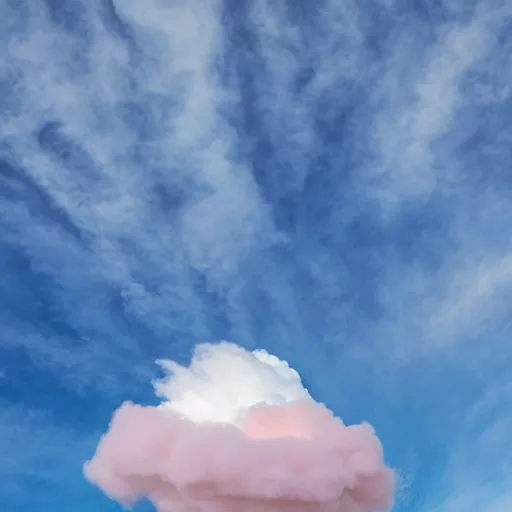 Prompt: a cloud that's made of cotton candy and skittles