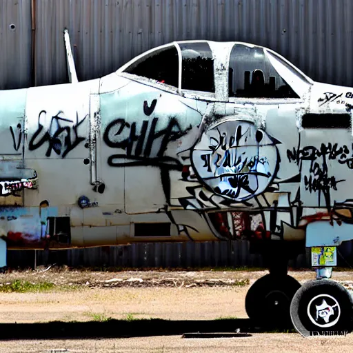 Image similar to Fairchild A-10 Thunderbolt covered in graffiti in bone yard