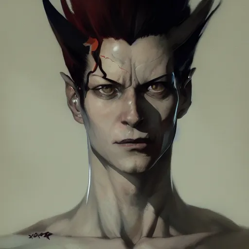 Prompt: realistic portrait of hisoka, dramatic lighting, illustration by Greg rutkowski, yoji shinkawa, 4k, digital art, concept art, trending on artstation