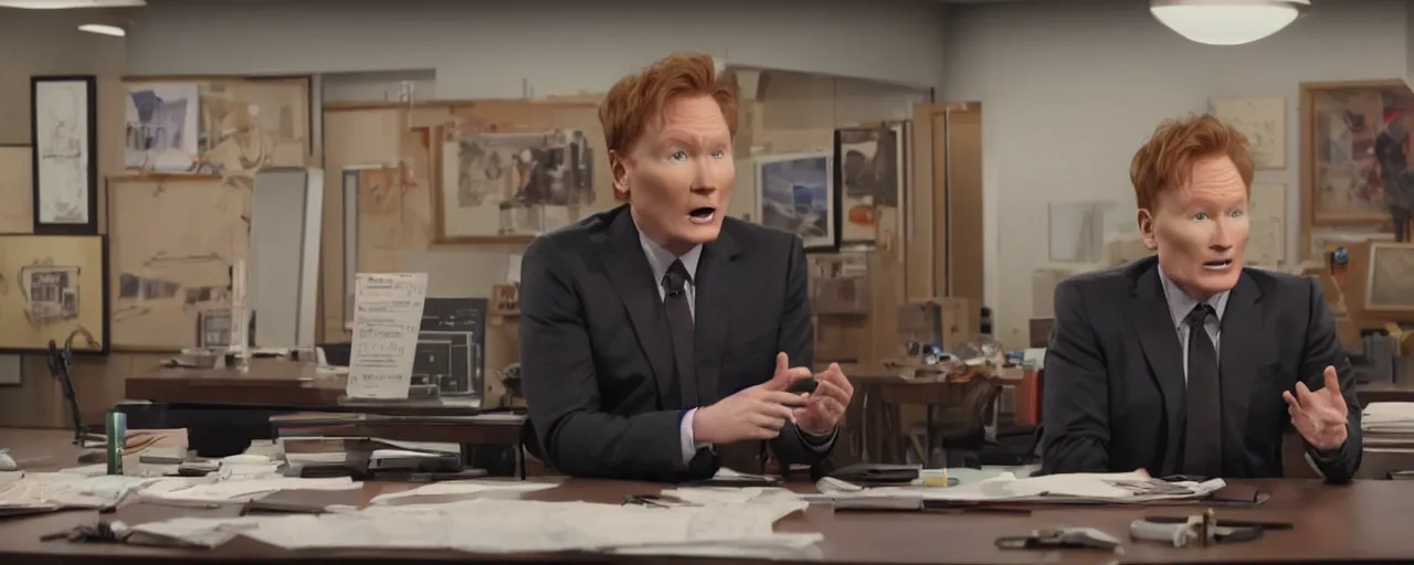 Prompt: conan obrien in the office season 2, intrincate details, digital art, octane renderer