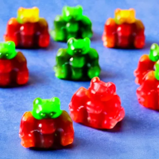 Prompt: photo of gummy bear ewoks