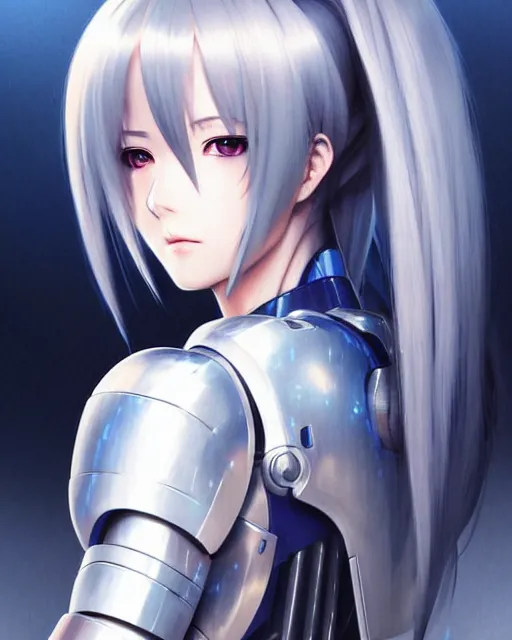 Image similar to portrait Anime Girl in mecha armor in night tokyo Sharp fine face pretty face, realistic shaded Perfect face, fine details. Anime. cyberpunk realistic shaded lighting by katsuhiro otomo ghost-in-the-shell, magali villeneuve, artgerm, rutkowski Jeremy Lipkin and Giuseppe Dangelico Pino and Michael Garmash and Rob Rey