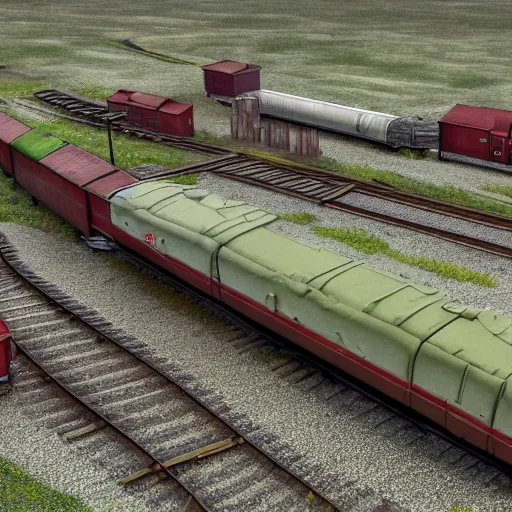 Image similar to soviet russian locomotives next to eachother, photorealistic