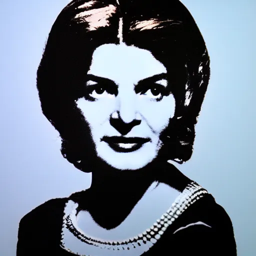 Image similar to individual silk screen portrait of jacqueline kennedy by andy warhol