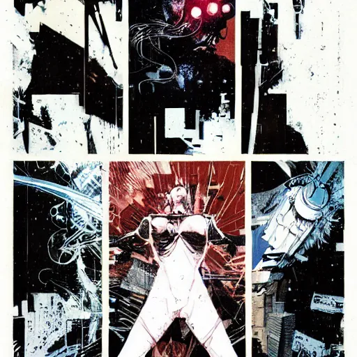 Image similar to cyberpunk dreaming by bobby zeik and bill sienkiewicz and david mack and dave mckean