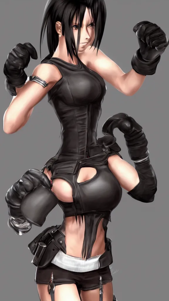 Prompt: tifa lockheart with hilariously large hands
