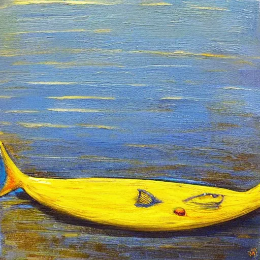 Image similar to “yellow fish by boat oil panting”