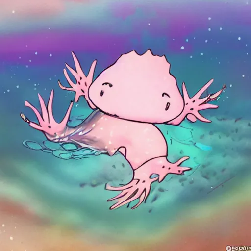 Prompt: a cute blue axolotl, under water, fantasy style