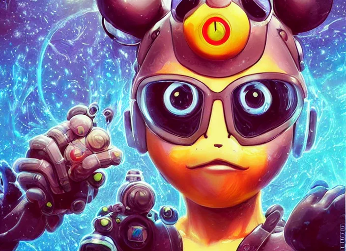 Image similar to lofi BioPunk Pokemon Pikachu portrait Pixar style by Tristan Eaton_Stanley Artgerm and Tom Bagshaw,