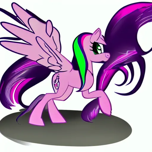 Image similar to hybrid between a xenomorph and a my little pony