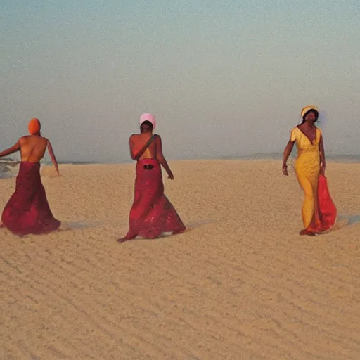 Prompt: women emerging from the sands of time