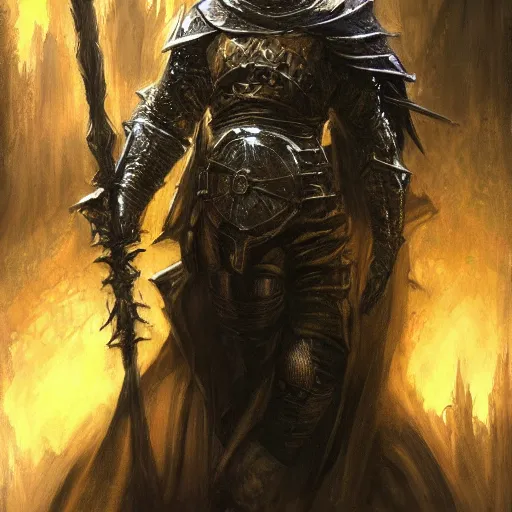 Prompt: The Dark Souls Knight, fantasy character portrait by Donato Giancola, Craig Mullins, digital art, trending on artstation