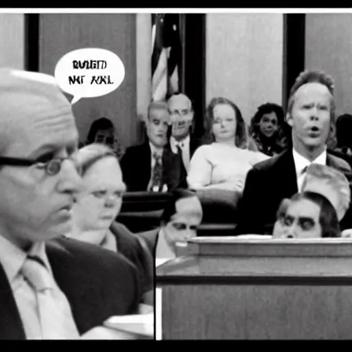 Image similar to beavis testifying in court, detailed faces